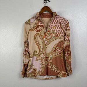 Kastel Denmark Pink Paisley 1/4 Zip Pullover Equestrian Wear Sun Shirt